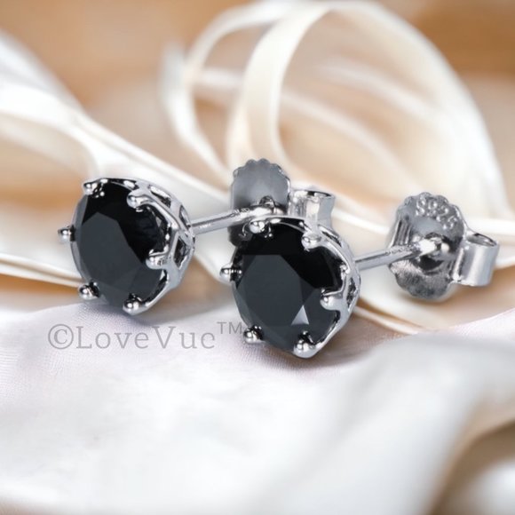 Certified 2ct. t.w. Black Diamond Solitaire 6-prong Stud Earrings VVS1 - Picture 4 of 16